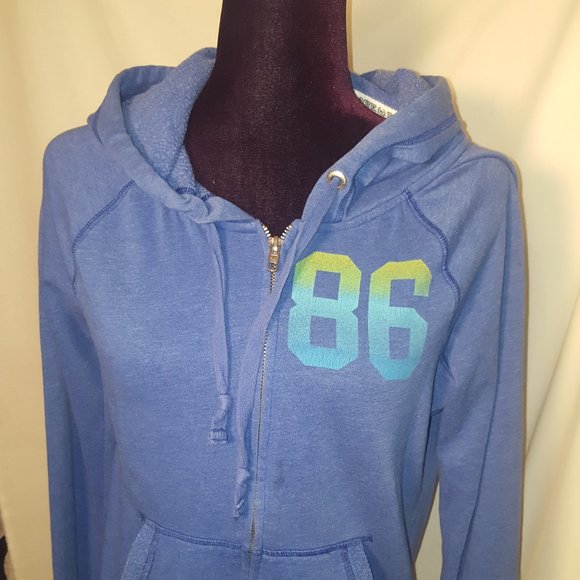 VICTORIA SECRET JACKET BLUE PINK SMALL ZIPPER - Picture 1 of 10